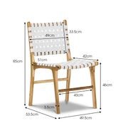 Lazie Leather Strapping Dining Chair | Set of 2 | Teak & White gallery detail image
