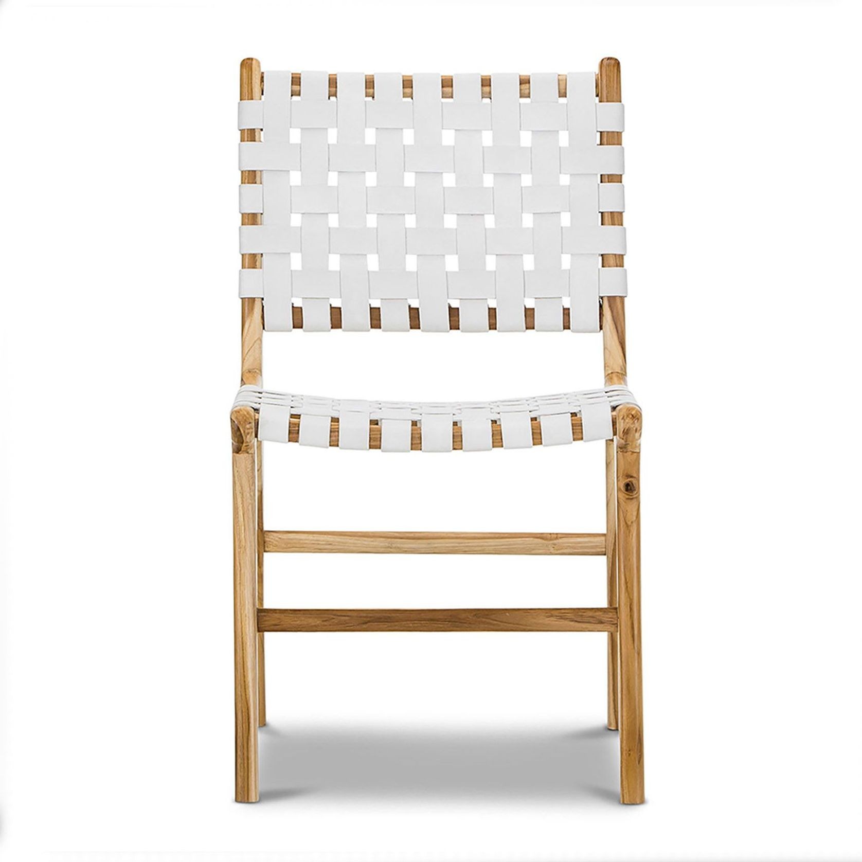 Lazie Leather Strapping Dining Chair | Set of 2 | Teak & White gallery detail image