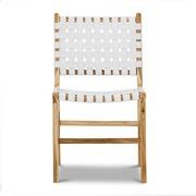 Lazie Leather Strapping Dining Chair | Set of 2 | Teak & White gallery detail image