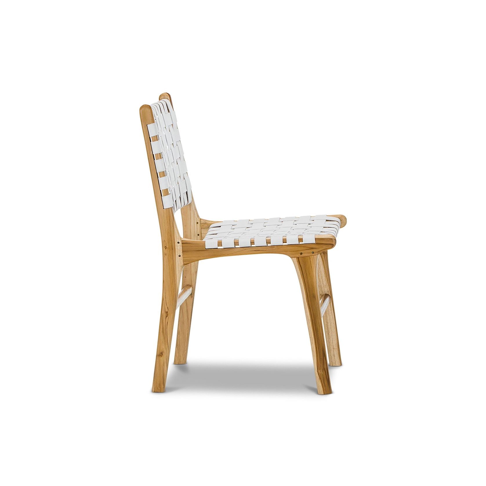 Lazie Leather Strapping Dining Chair | Set of 2 | Teak & White gallery detail image