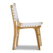 Lazie Leather Strapping Dining Chair | Set of 2 | Teak & White gallery detail image