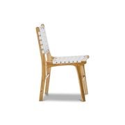 Lazie Leather Strapping Dining Chair | Set of 2 | Teak & White gallery detail image