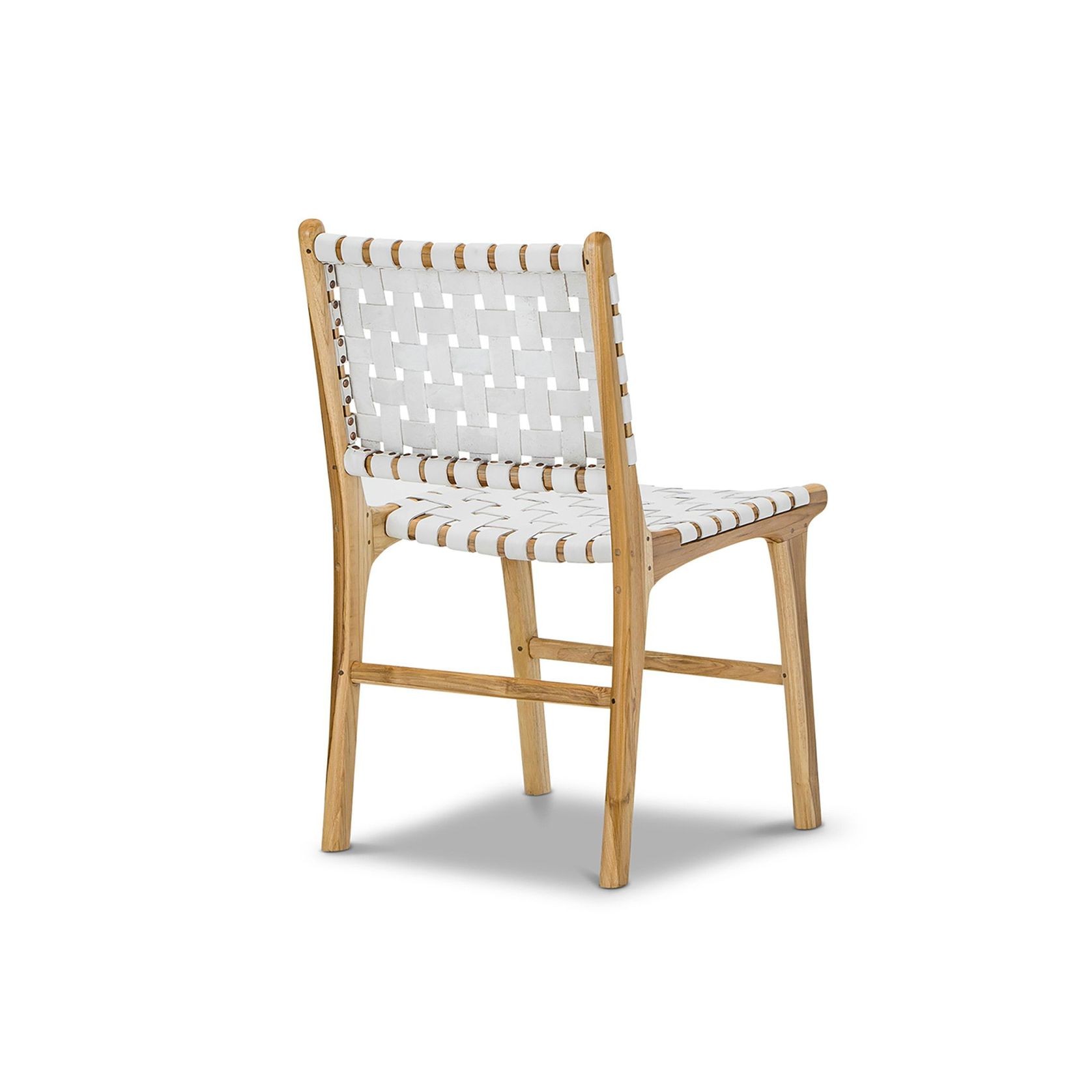 Lazie Leather Strapping Dining Chair | Set of 2 | Teak & White gallery detail image