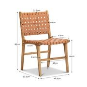 Lazie Leather Strapping Dining Chair | Set of 2 | Teak & Natural Tan gallery detail image