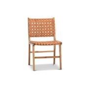 Lazie Leather Strapping Dining Chair | Set of 2 | Teak & Natural Tan gallery detail image
