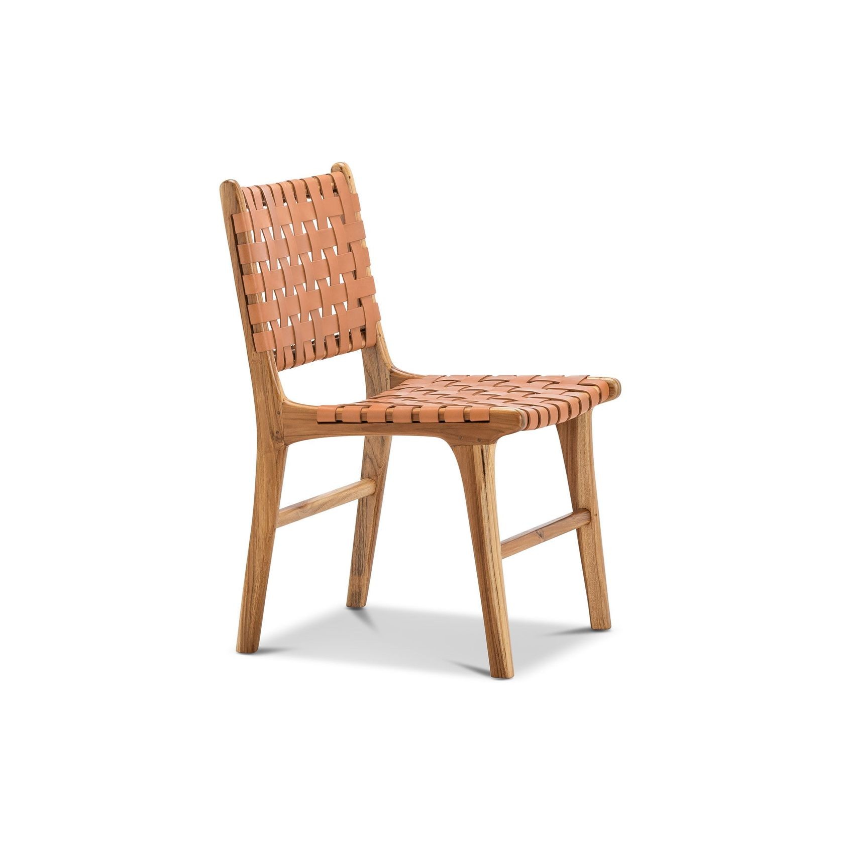 Lazie Leather Strapping Dining Chair | Set of 2 | Teak & Natural Tan gallery detail image