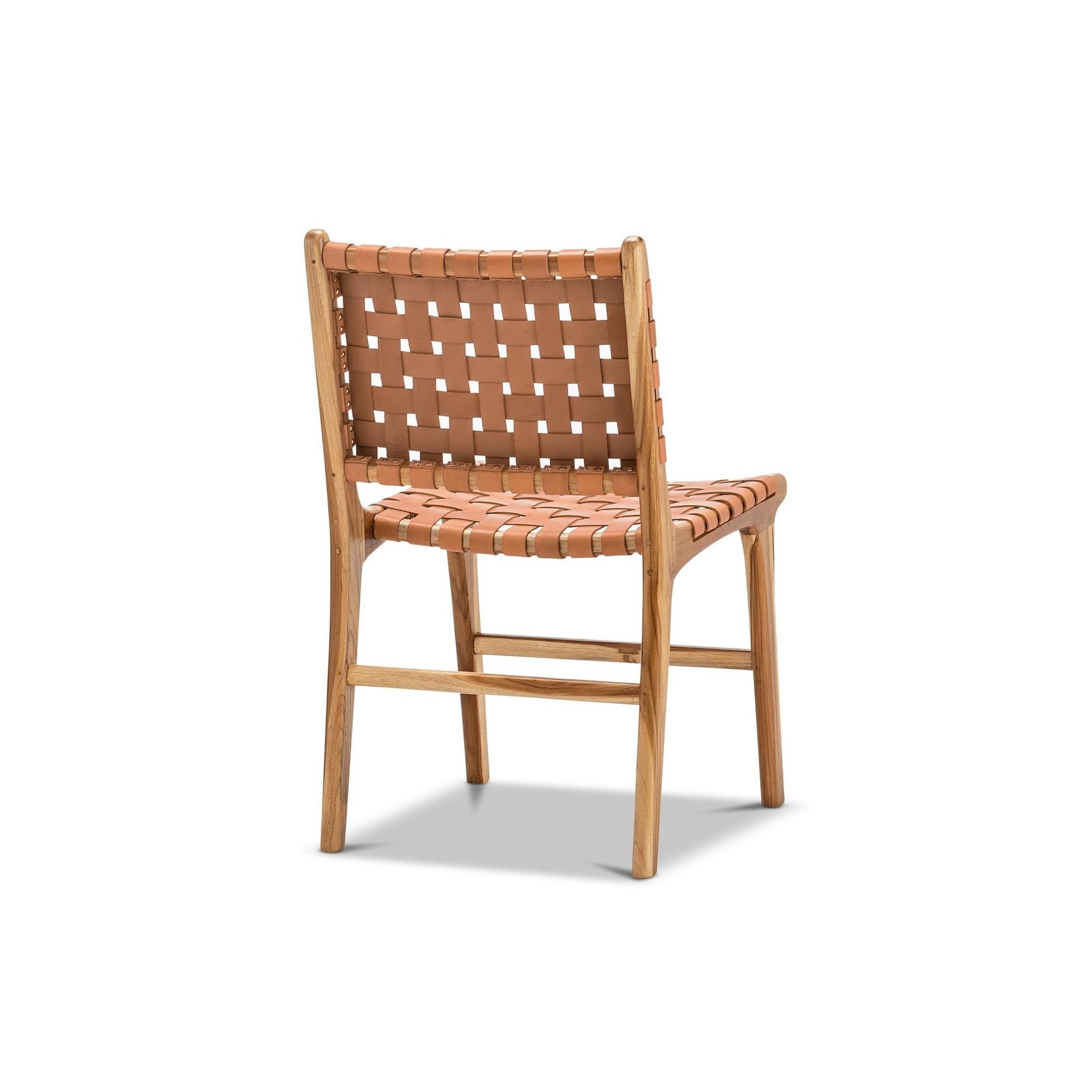 Lazie Leather Strapping Dining Chair | Set of 2 | Teak & Natural Tan gallery detail image