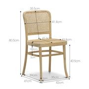 Prague Solid Teak Bentwood Cane Dining Chair | Natural | Set of 2 gallery detail image
