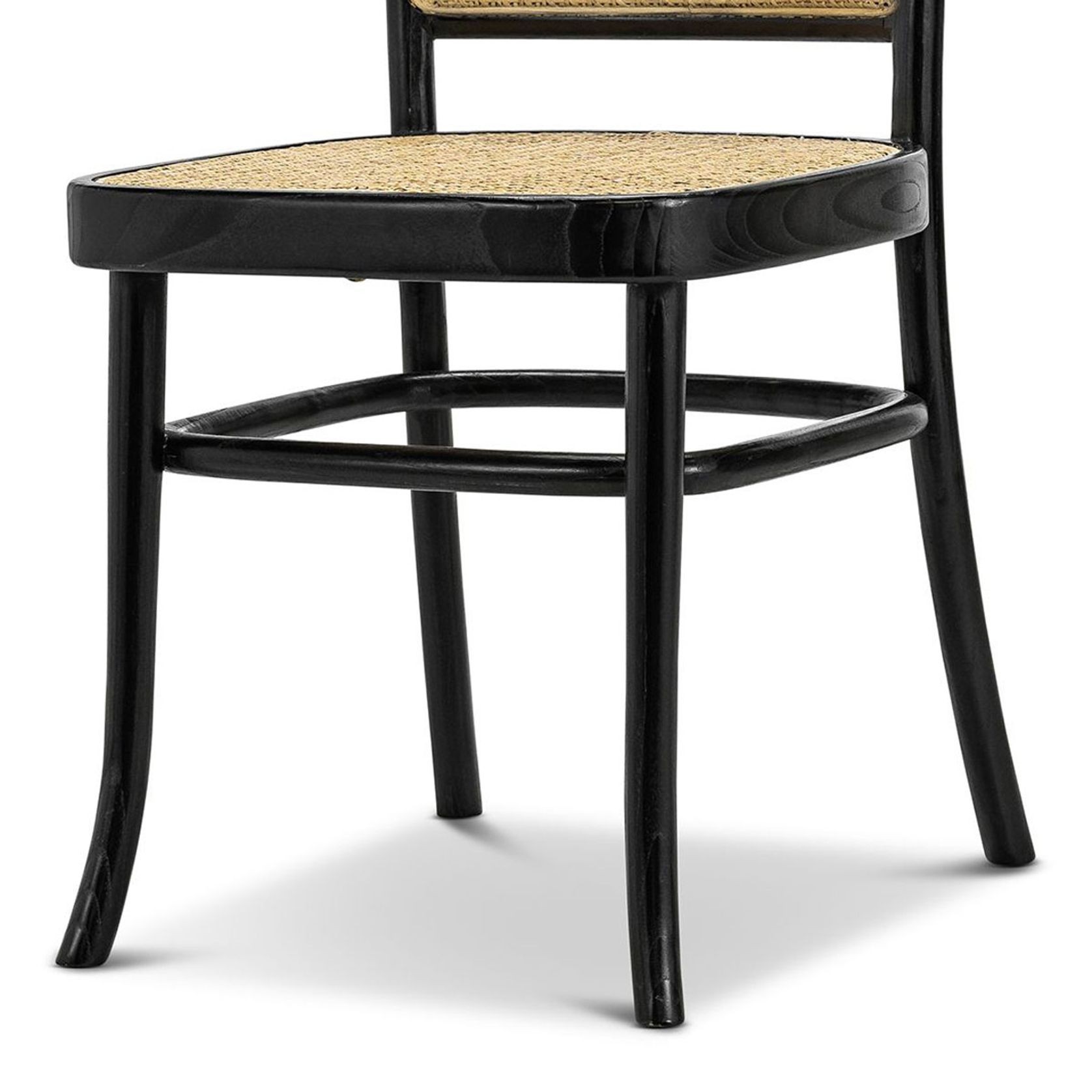 Prague Solid Teak Bentwood Cane Dining Chair | Black & Natural | Set of 2 gallery detail image