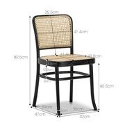 Prague Solid Teak Bentwood Cane Dining Chair | Black & Natural | Set of 2 gallery detail image