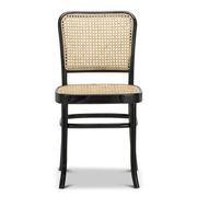 Prague Solid Teak Bentwood Cane Dining Chair | Black & Natural | Set of 2 gallery detail image