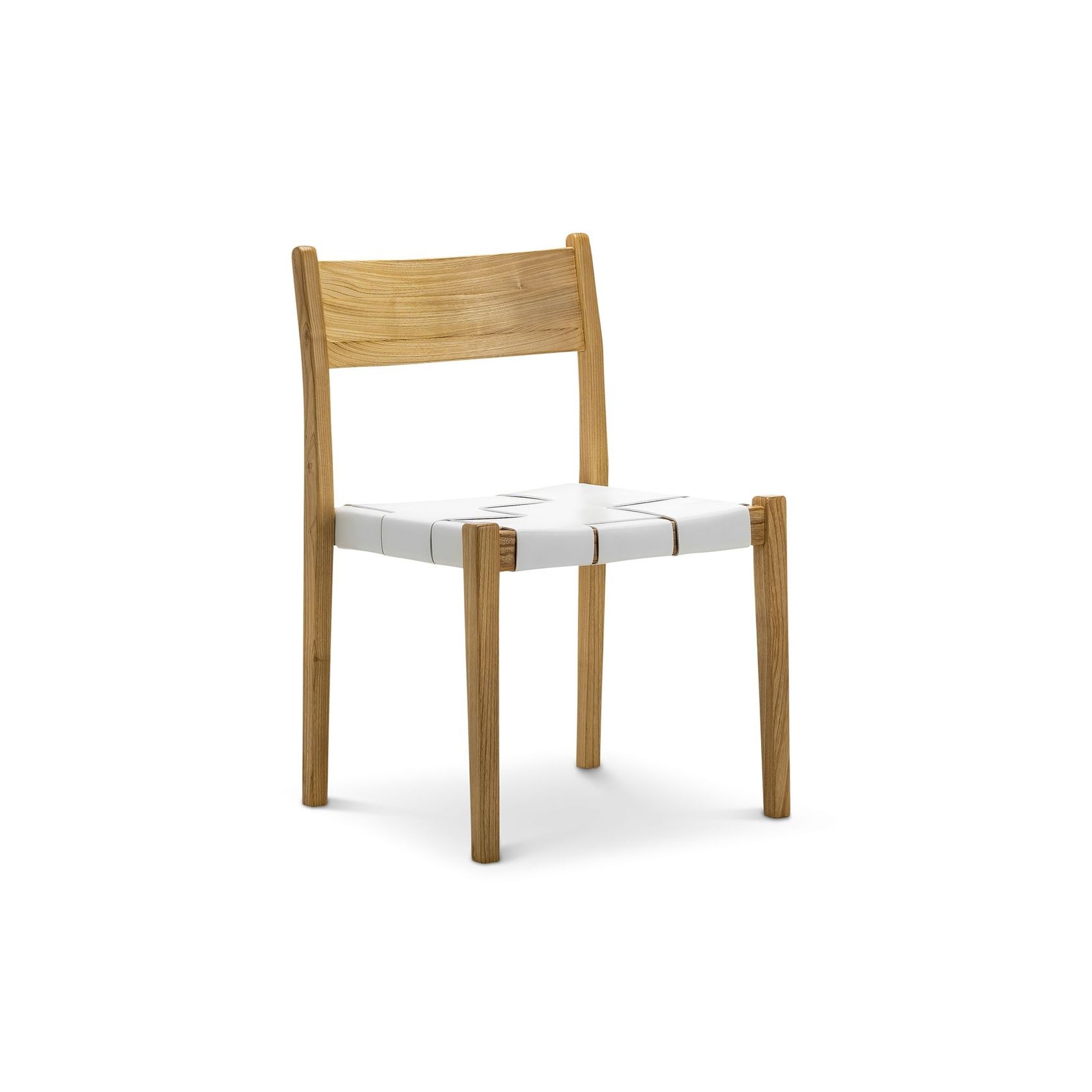 Laine Wide Leather Stackable Dining Chairs | Set of 2 | White gallery detail image