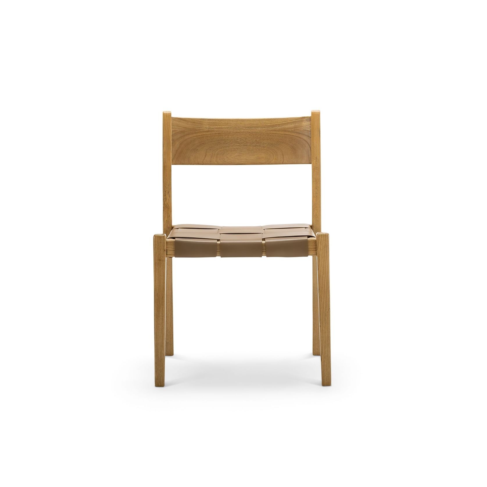 Laine Wide Leather Stackable Dining Chairs | Set of 2 | Taupe gallery detail image