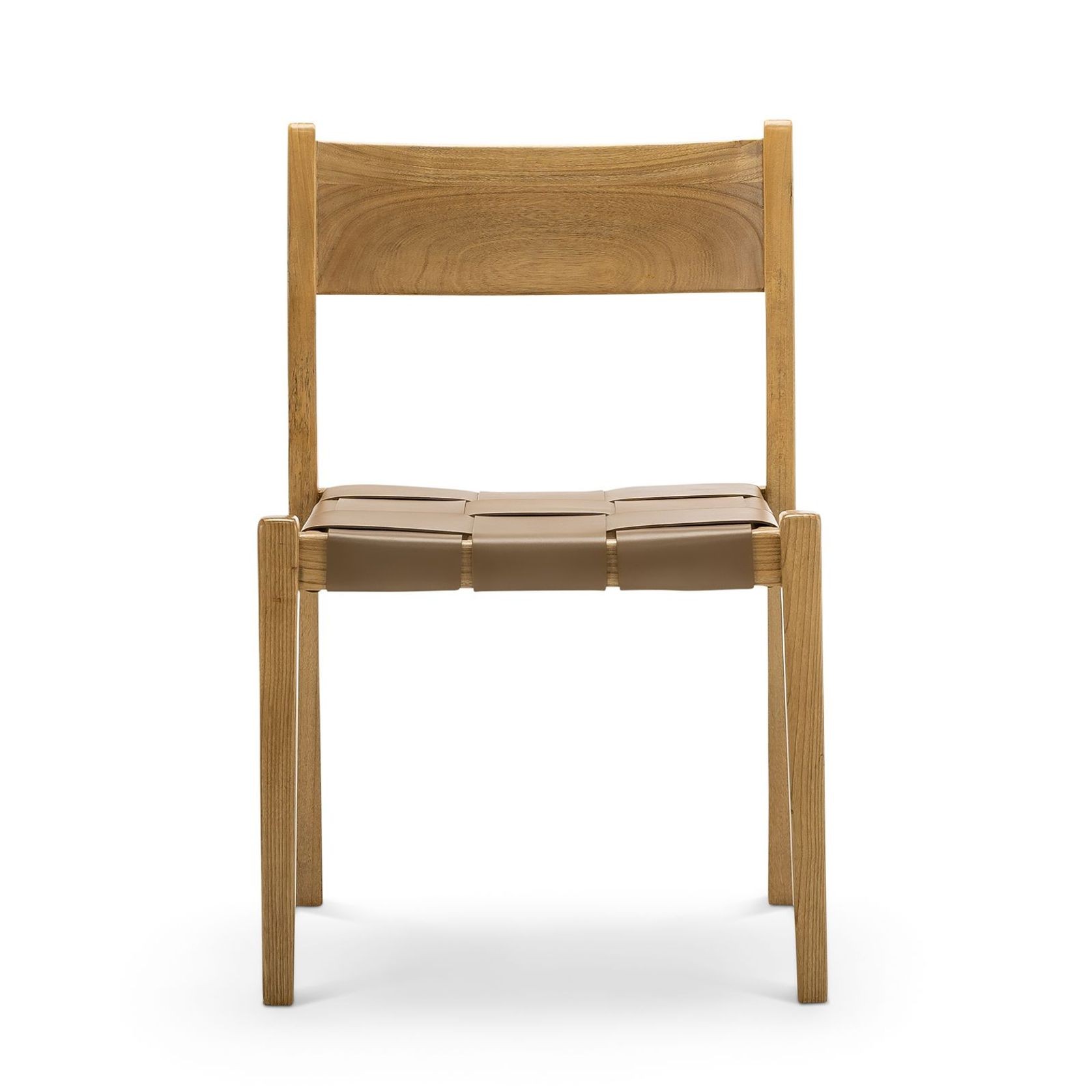 Laine Wide Leather Stackable Dining Chairs | Set of 2 | Taupe gallery detail image