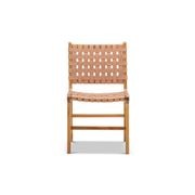 Casey Woven Leather Dining Chair | Set of 2 | Nude Tan gallery detail image