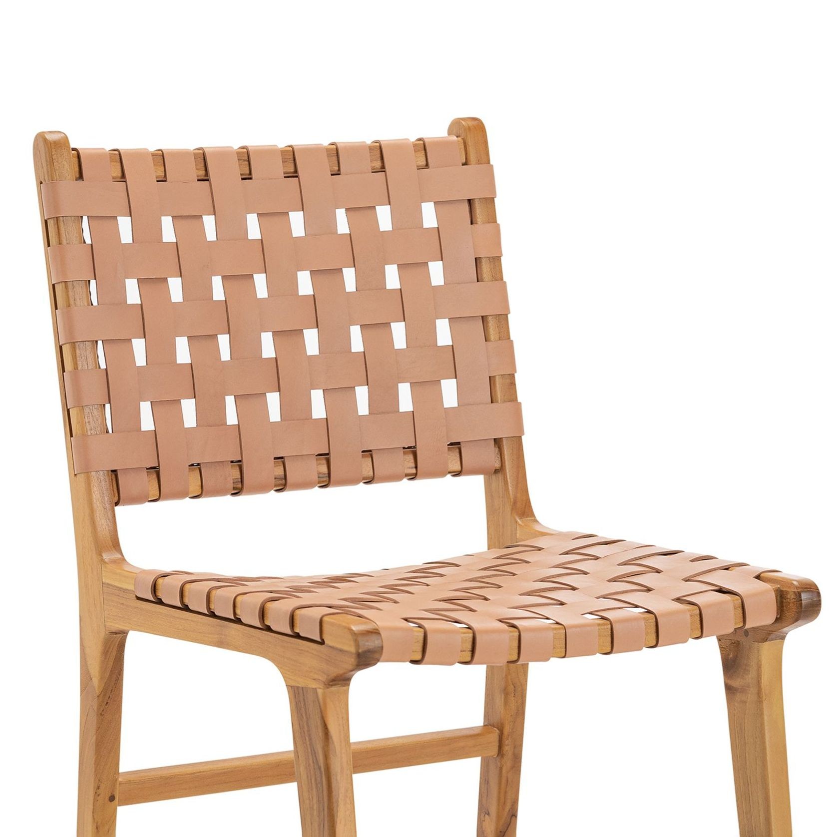 Casey Woven Leather Dining Chair | Set of 2 | Nude Tan gallery detail image