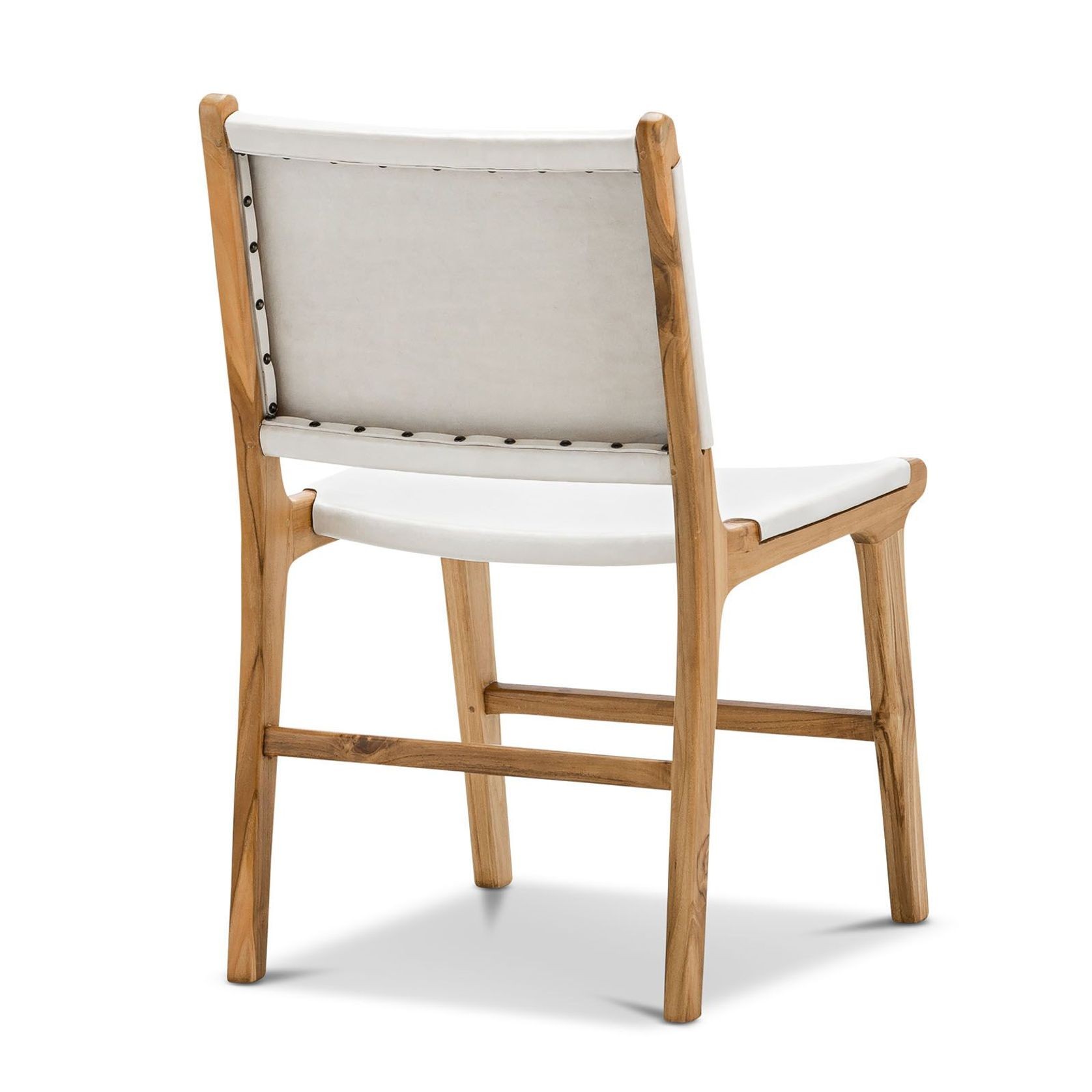 Casey Flat Leather Dining Chair | Set of 2 | White gallery detail image