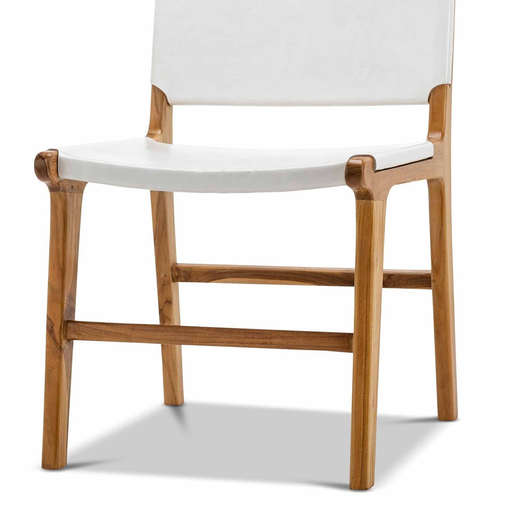 Casey Flat Leather Dining Chair | Set of 2 | White gallery detail image