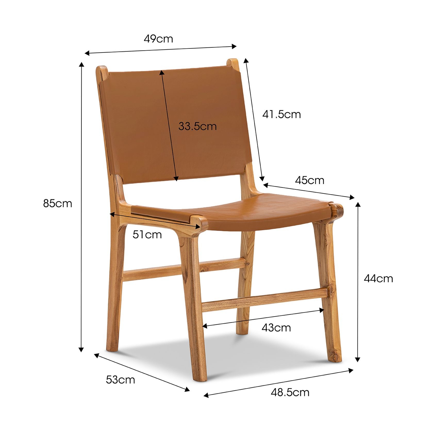 Casey Set of 2 Flat Leather Dining Chair | Coco Tan gallery detail image