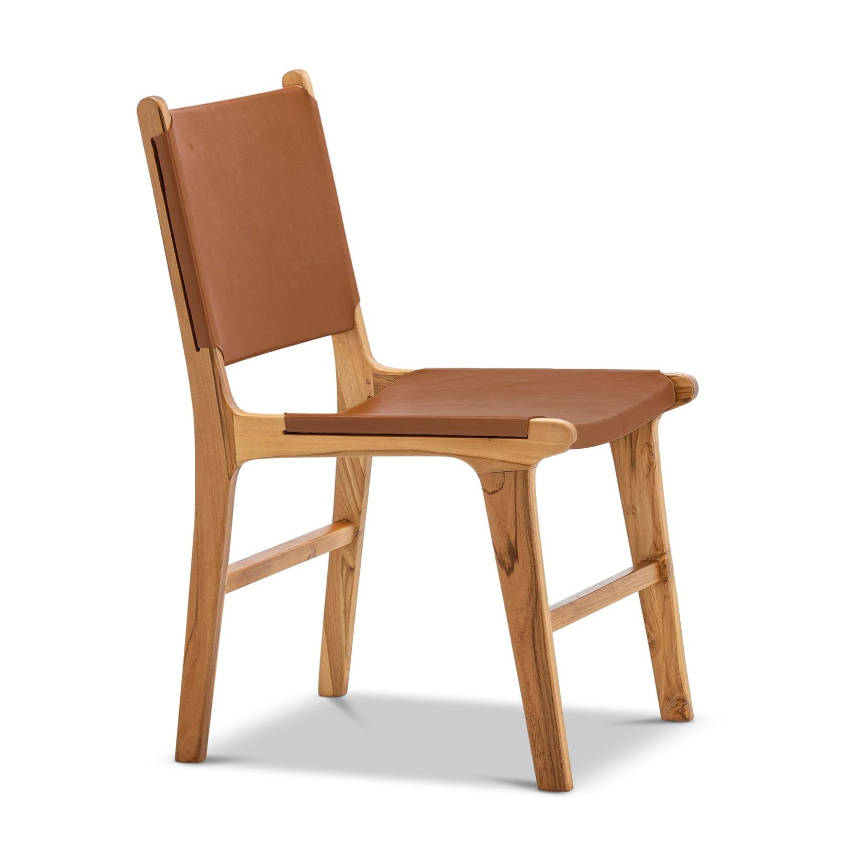 Casey Set of 2 Flat Leather Dining Chair | Coco Tan gallery detail image