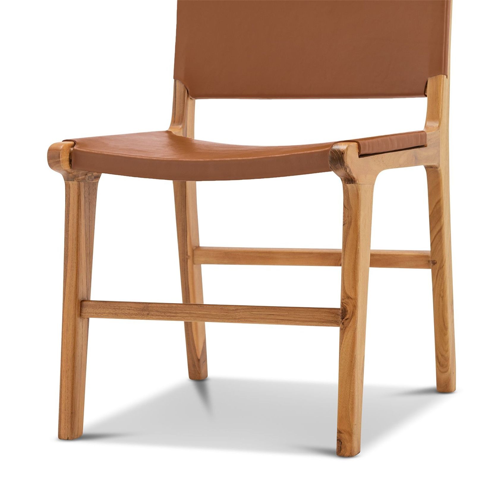 Casey Set of 2 Flat Leather Dining Chair | Coco Tan gallery detail image
