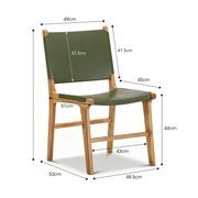 Casey Set of 2 Flat Leather Dining Chair | Olive Green gallery detail image