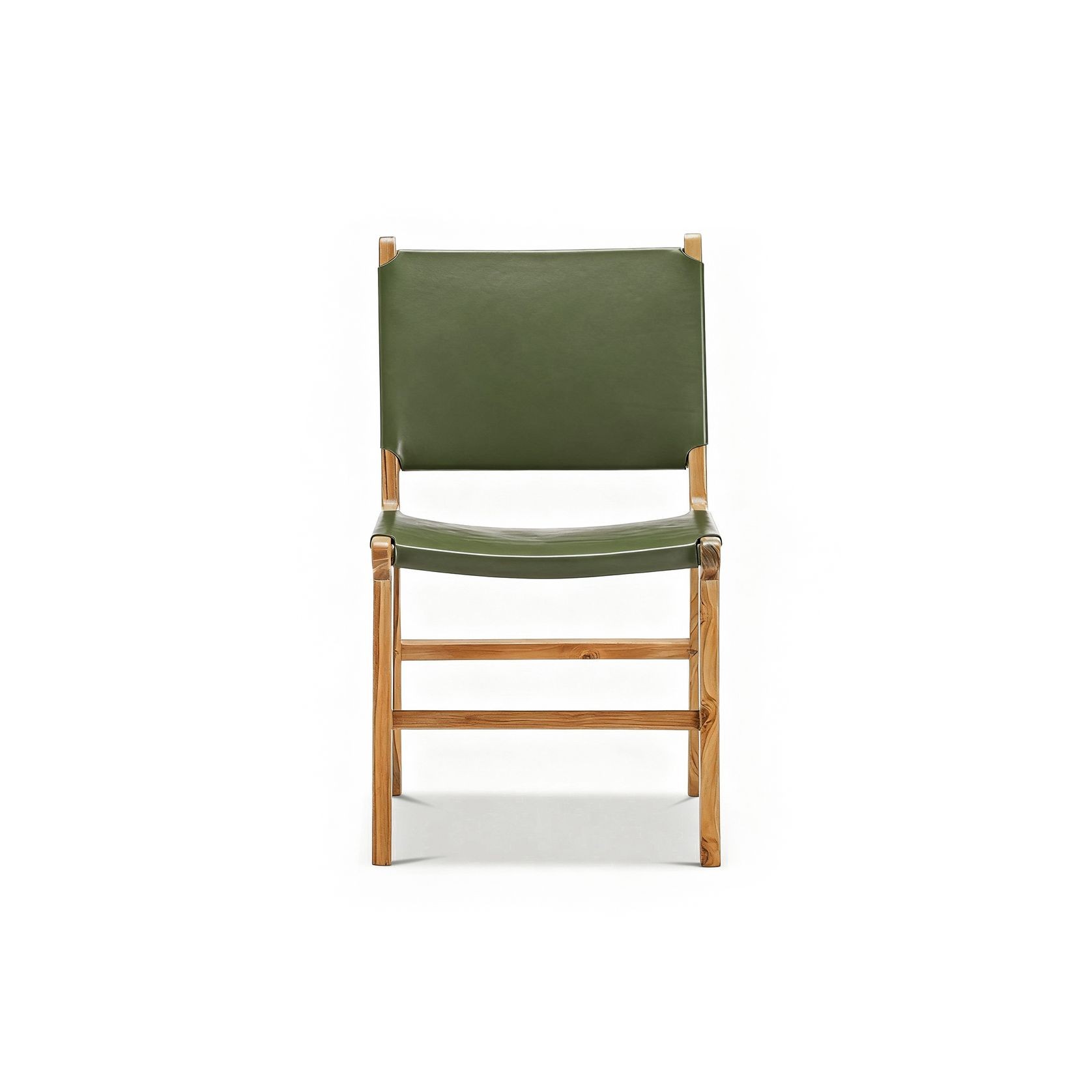 Casey Set of 2 Flat Leather Dining Chair | Olive Green gallery detail image