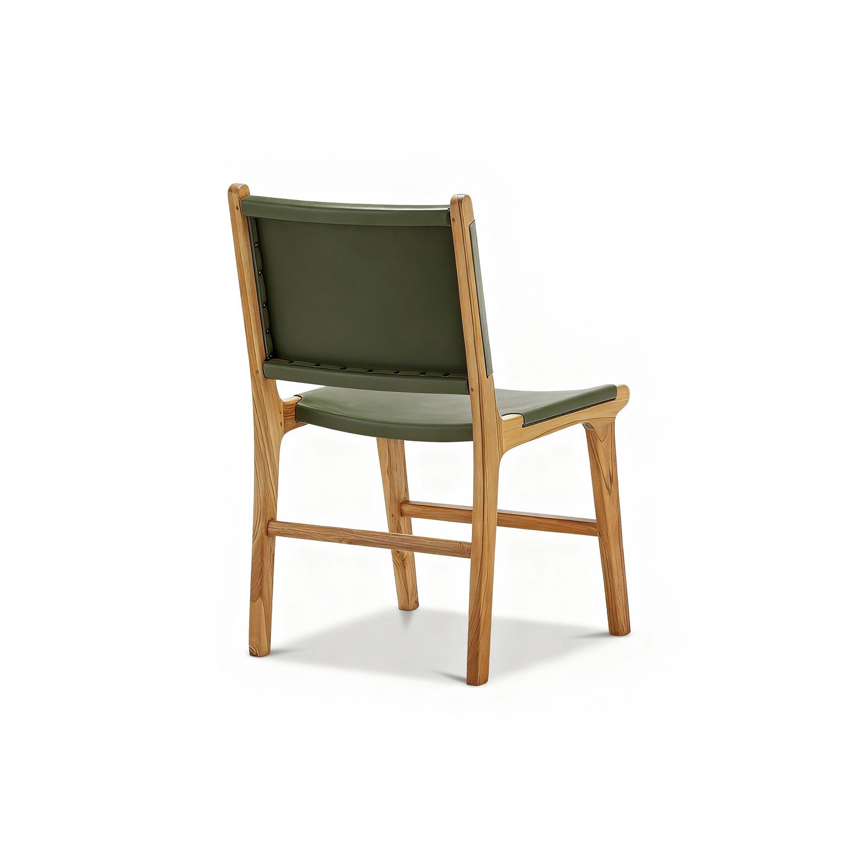 Casey Set of 2 Flat Leather Dining Chair | Olive Green gallery detail image