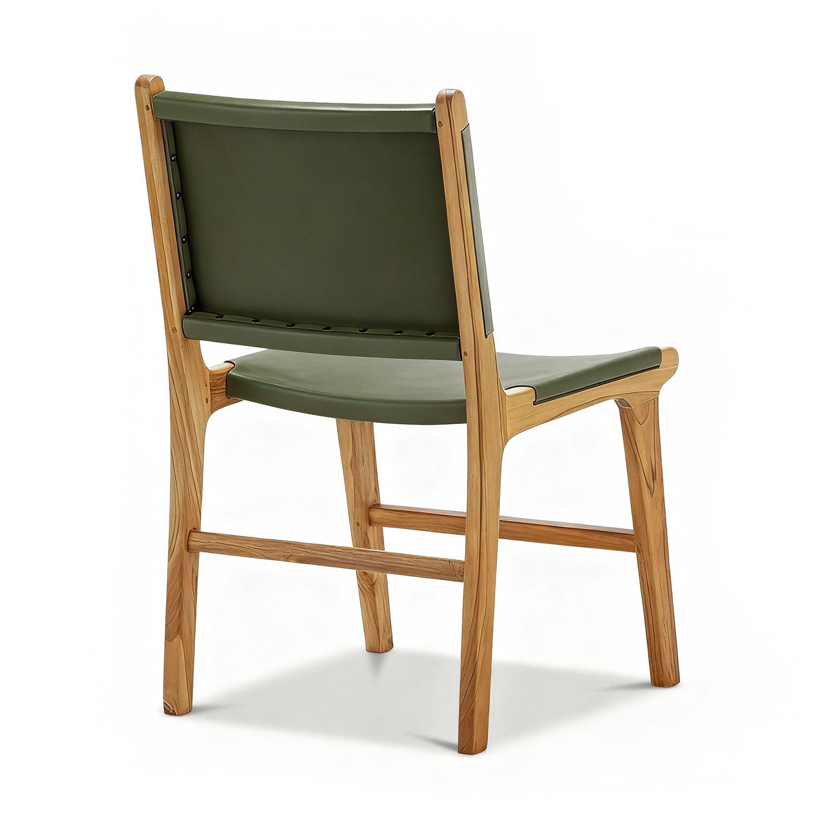Casey Set of 2 Flat Leather Dining Chair | Olive Green gallery detail image