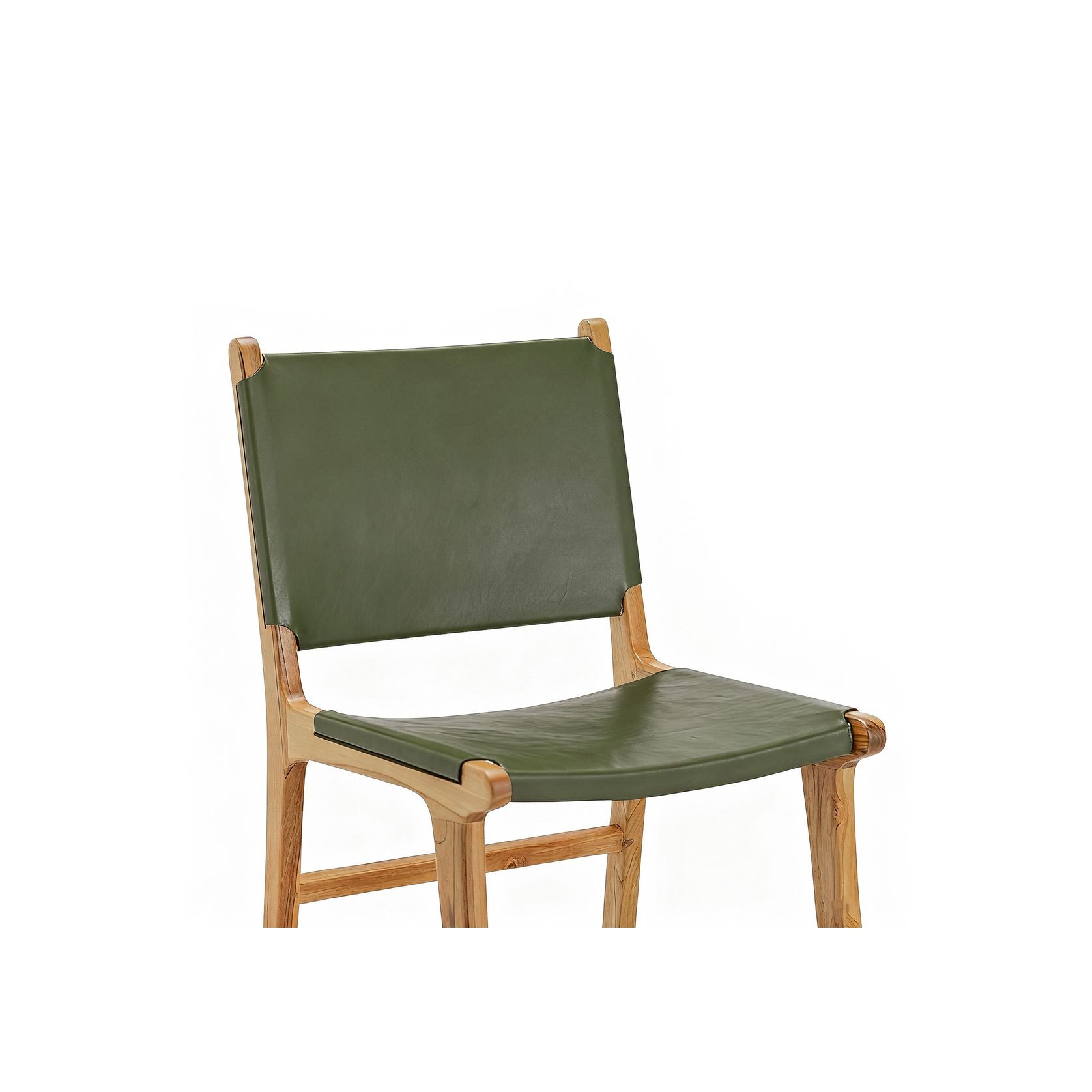 Casey Set of 2 Flat Leather Dining Chair | Olive Green gallery detail image