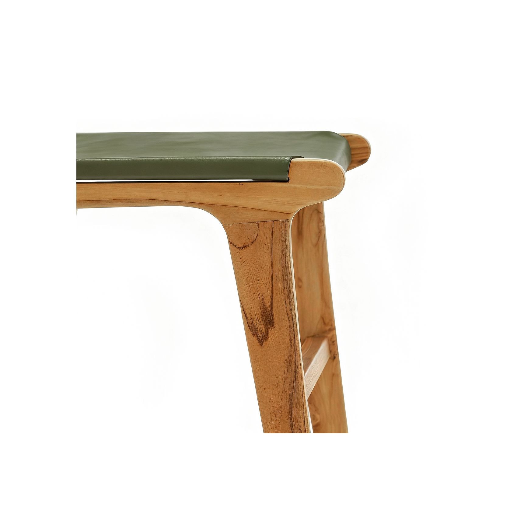 Casey Set of 2 Flat Leather Dining Chair | Olive Green gallery detail image