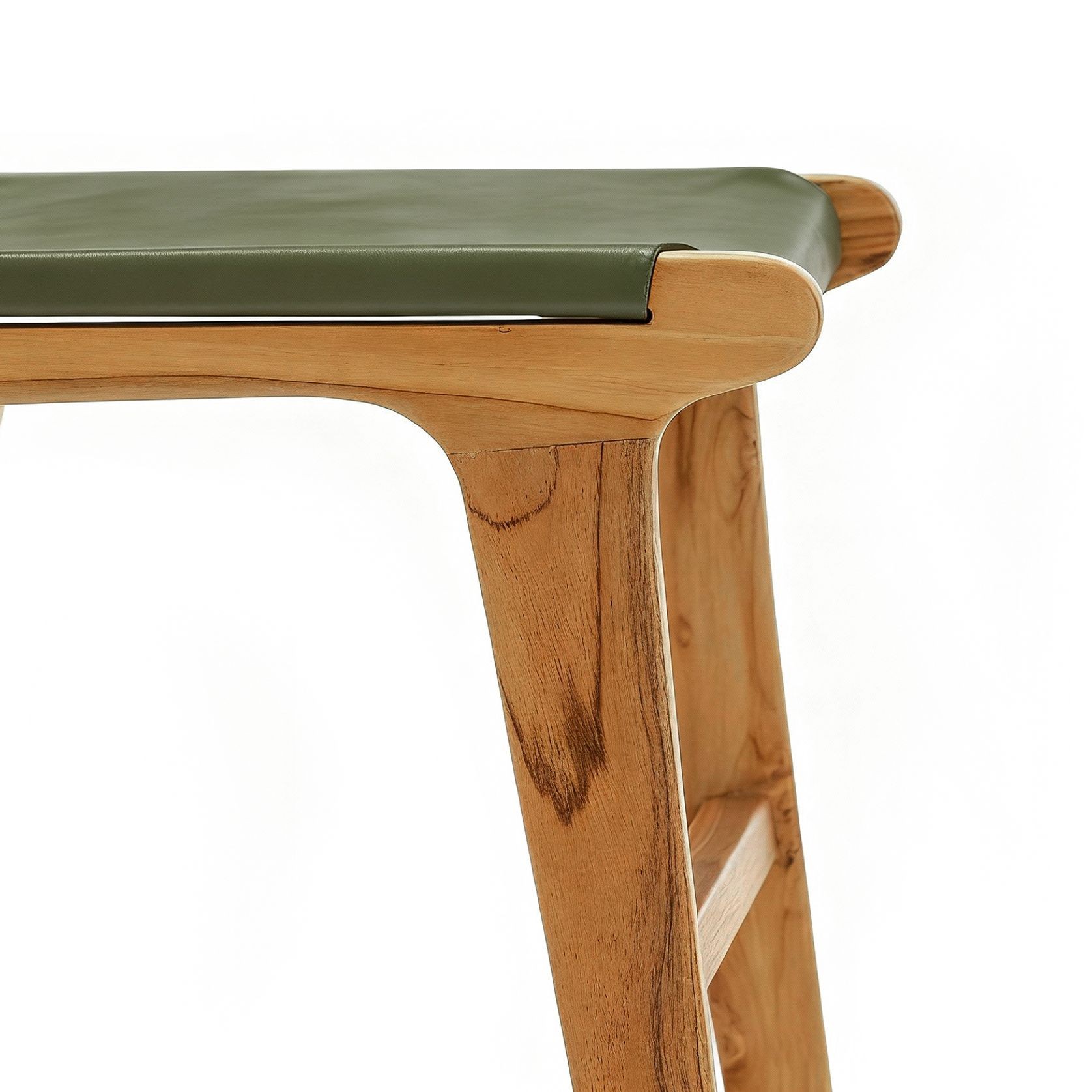 Casey Set of 2 Flat Leather Dining Chair | Olive Green gallery detail image