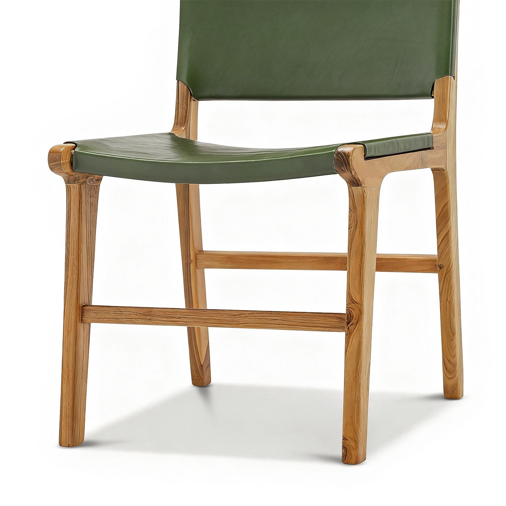 Casey Set of 2 Flat Leather Dining Chair | Olive Green gallery detail image