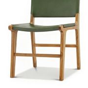 Casey Set of 2 Flat Leather Dining Chair | Olive Green gallery detail image