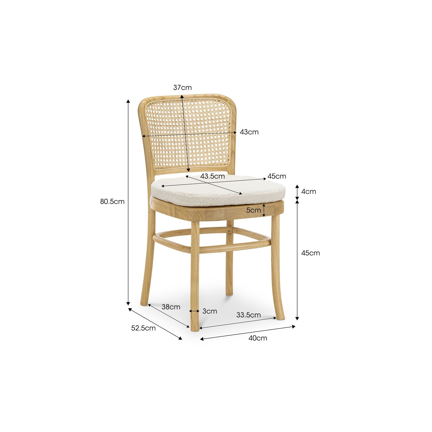 Prague Dining Chair | Cream Boucle & Natural | Set of 2 gallery detail image