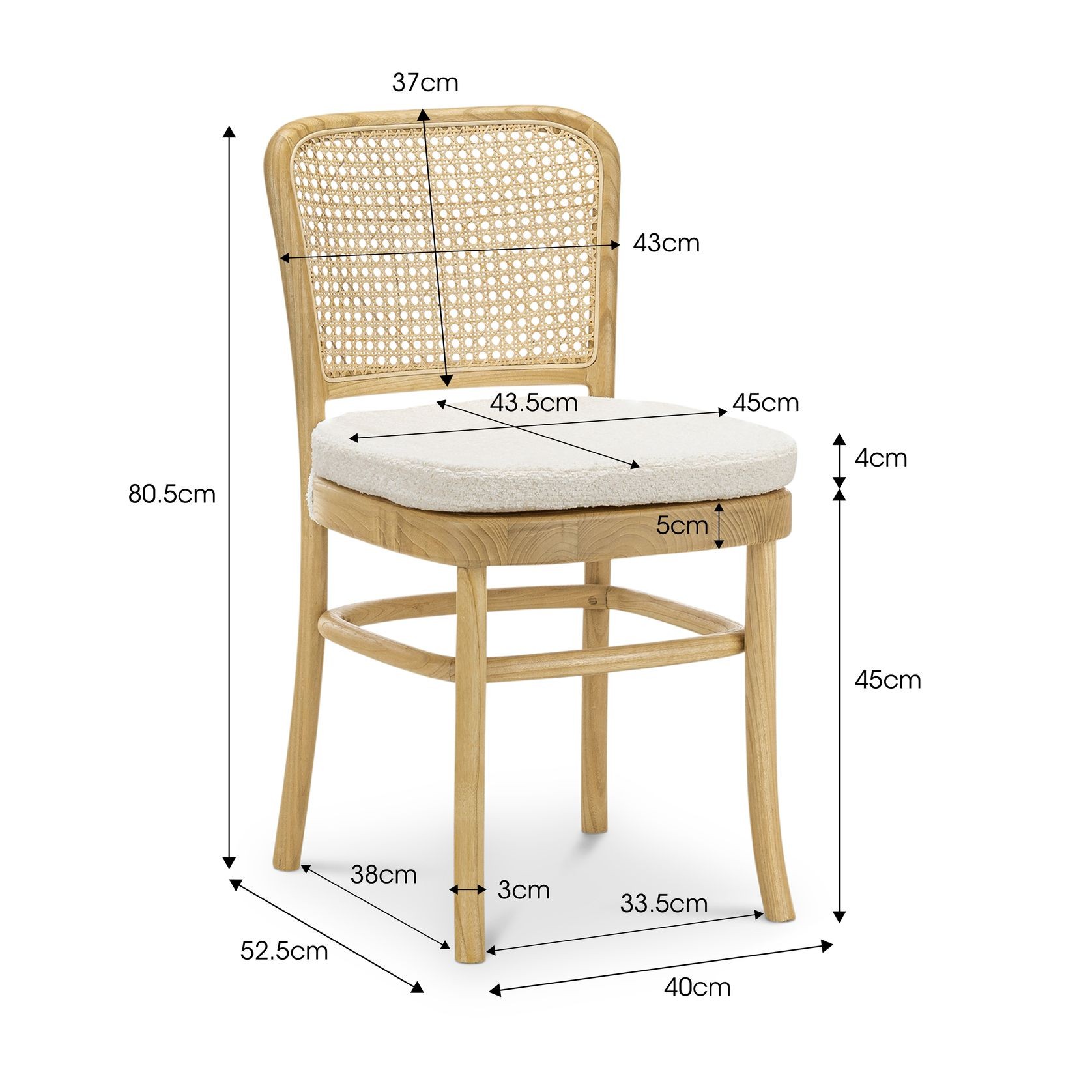 Prague Dining Chair | Cream Boucle & Natural | Set of 2 gallery detail image