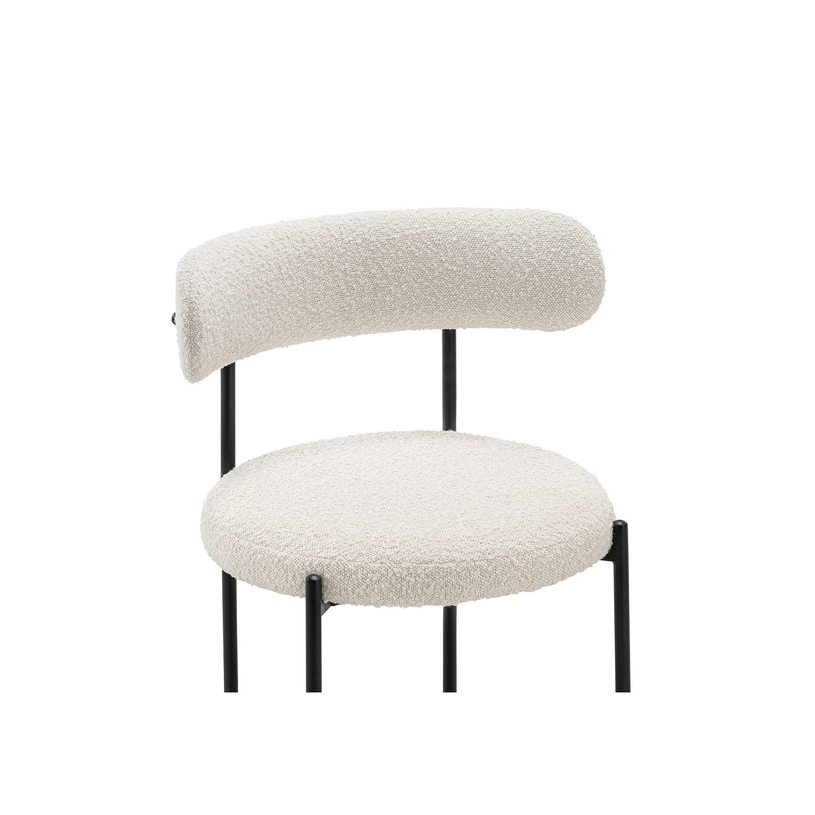 Ines Bouclé Dining Chair | Set of 2 | Cream & Black gallery detail image
