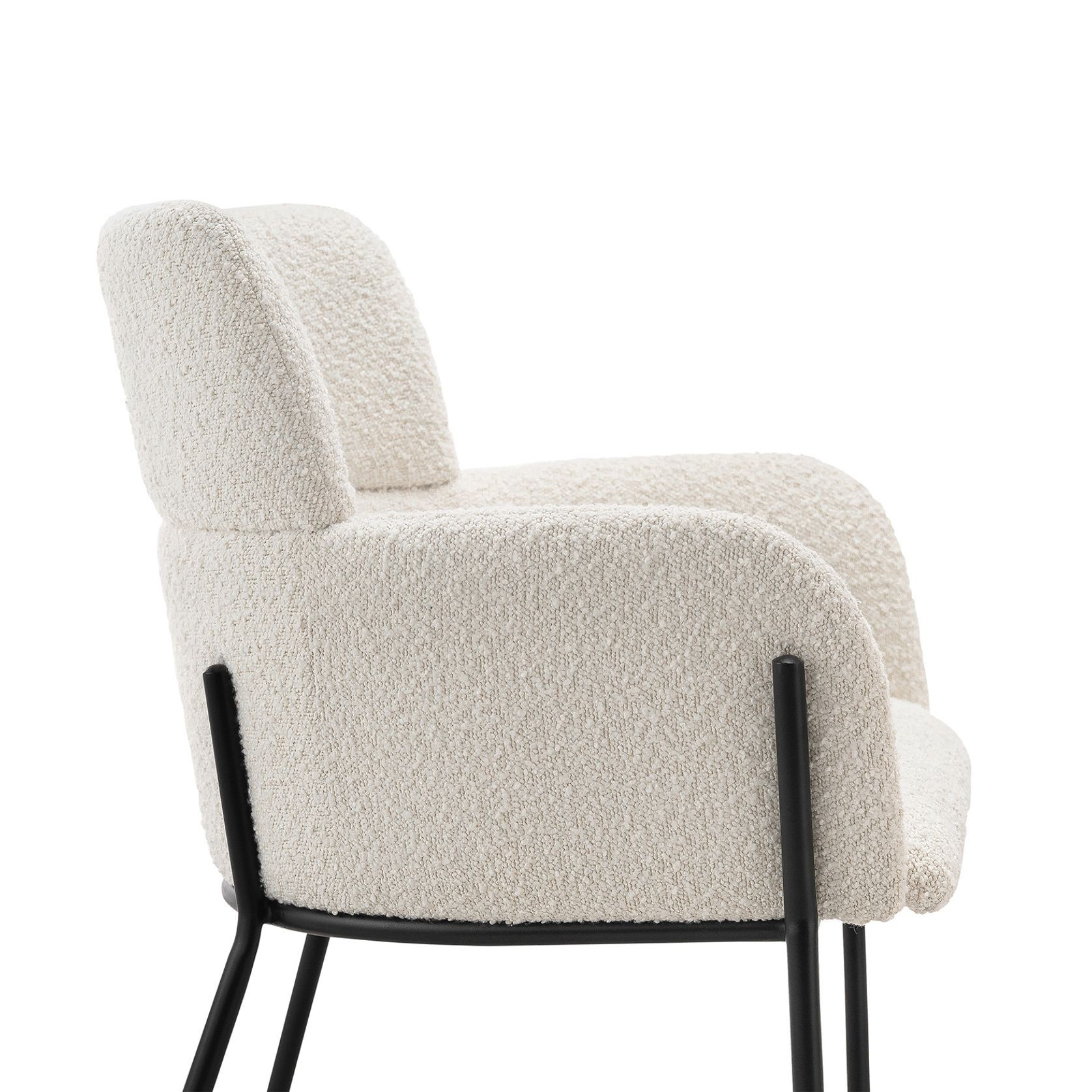Kalia Bouclé Dining Chair | Cream & Black gallery detail image