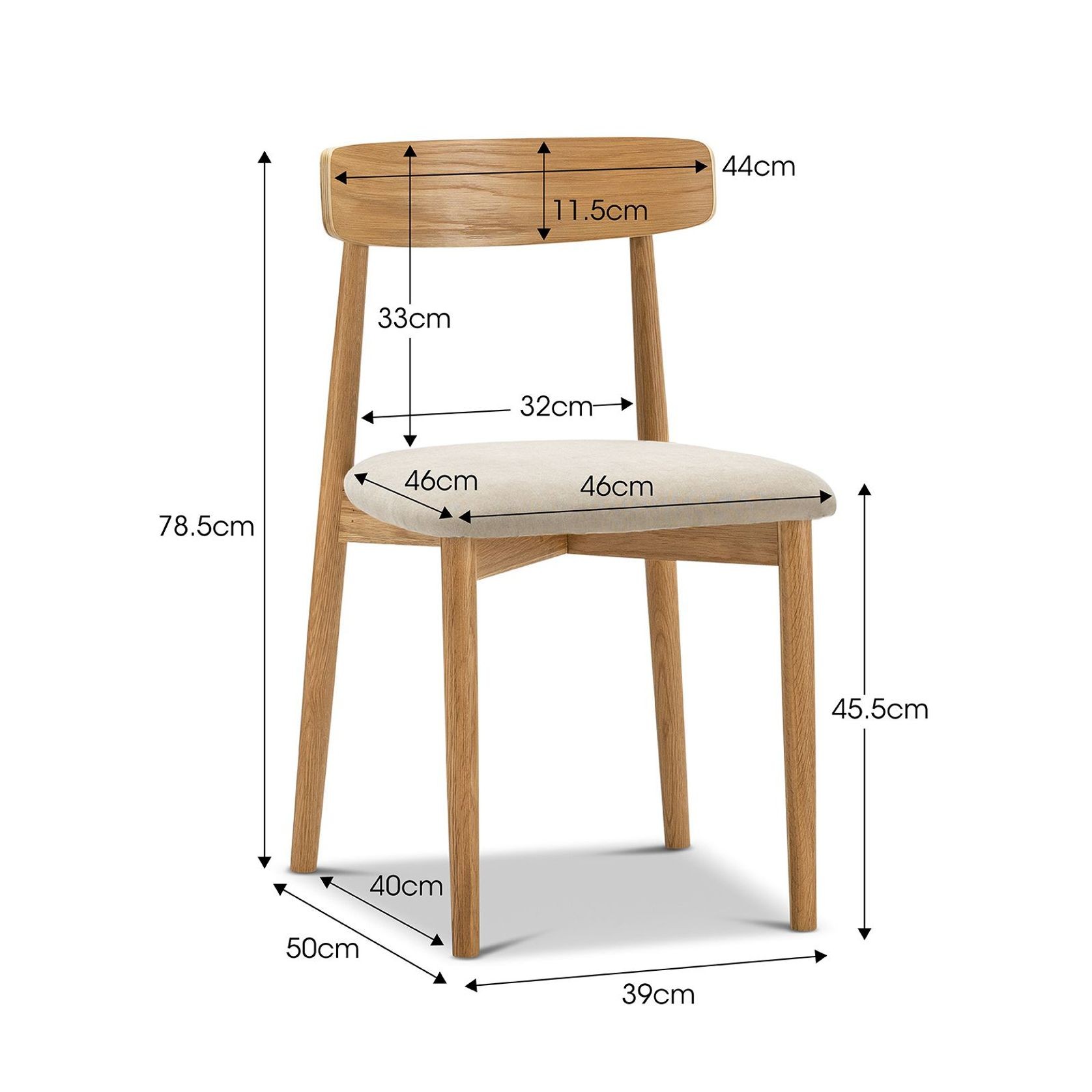 Finn Oak Dining Chairs | Set of 2 | Natural & Beige gallery detail image