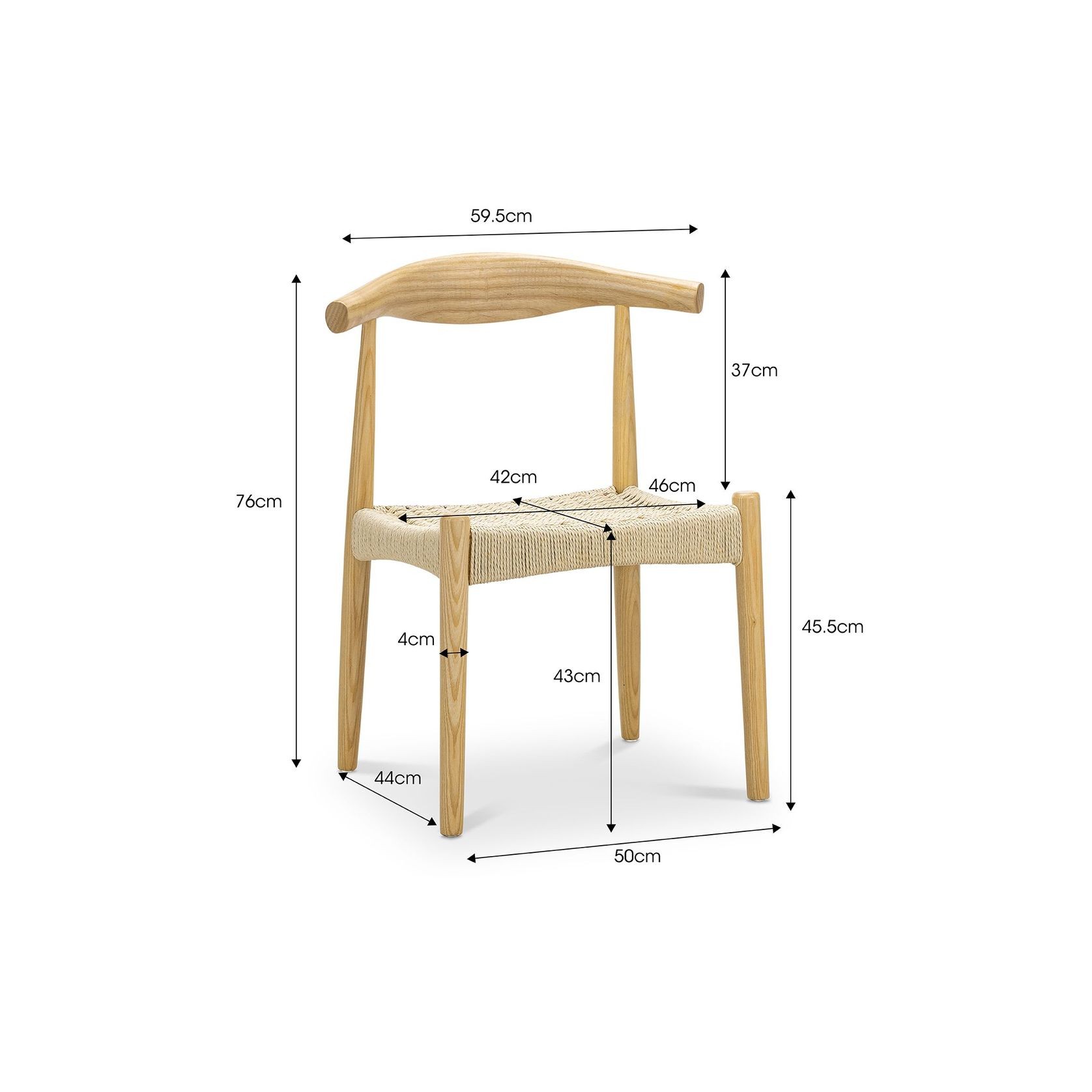 Elba Ashwood Woven Cord Dining Chair | Natural | Set of 2 gallery detail image