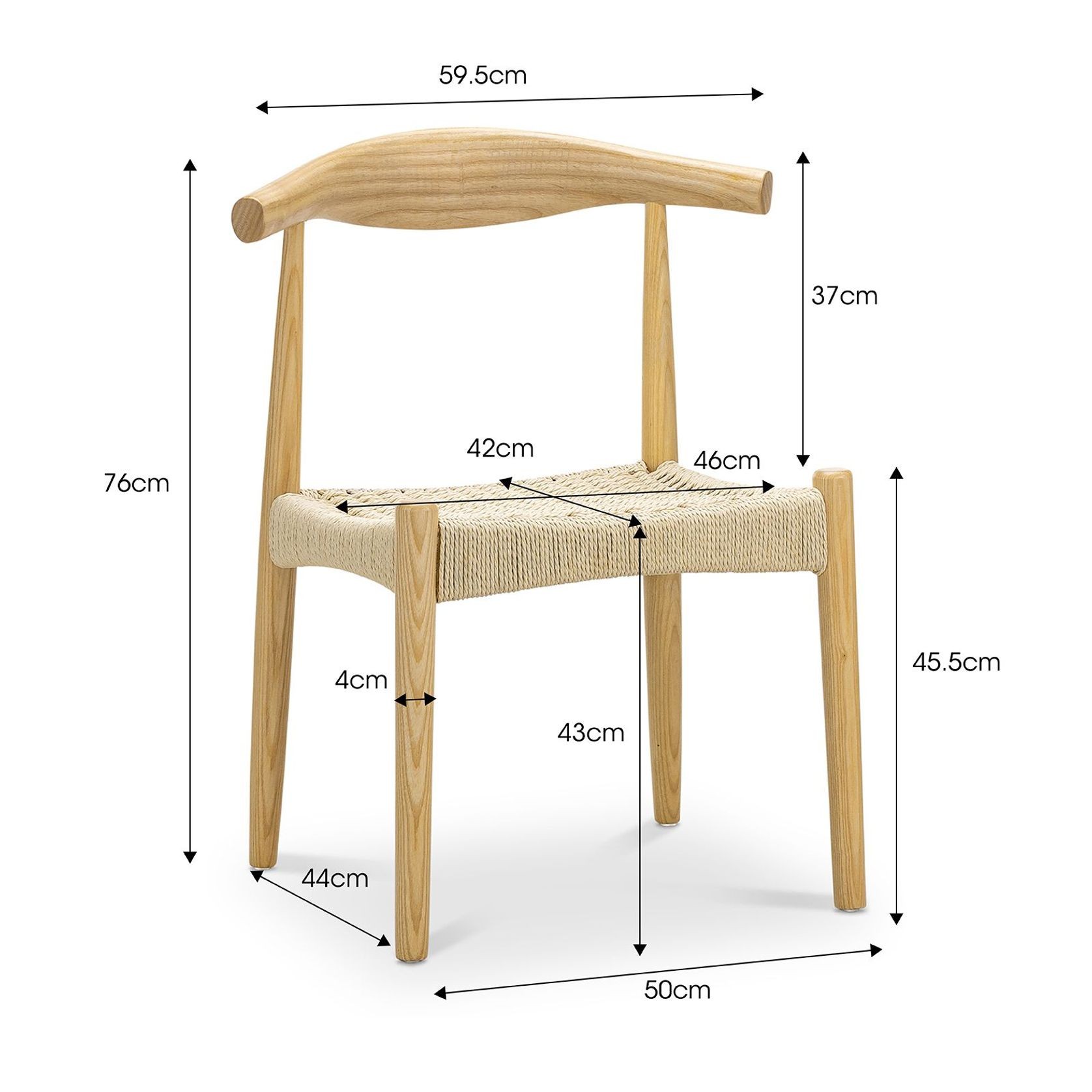 Elba Ashwood Woven Cord Dining Chair | Natural | Set of 2 gallery detail image