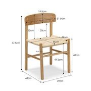 Isak Solid Ashwood Woven Cord Dining Chair | Set of 2 | Natural gallery detail image