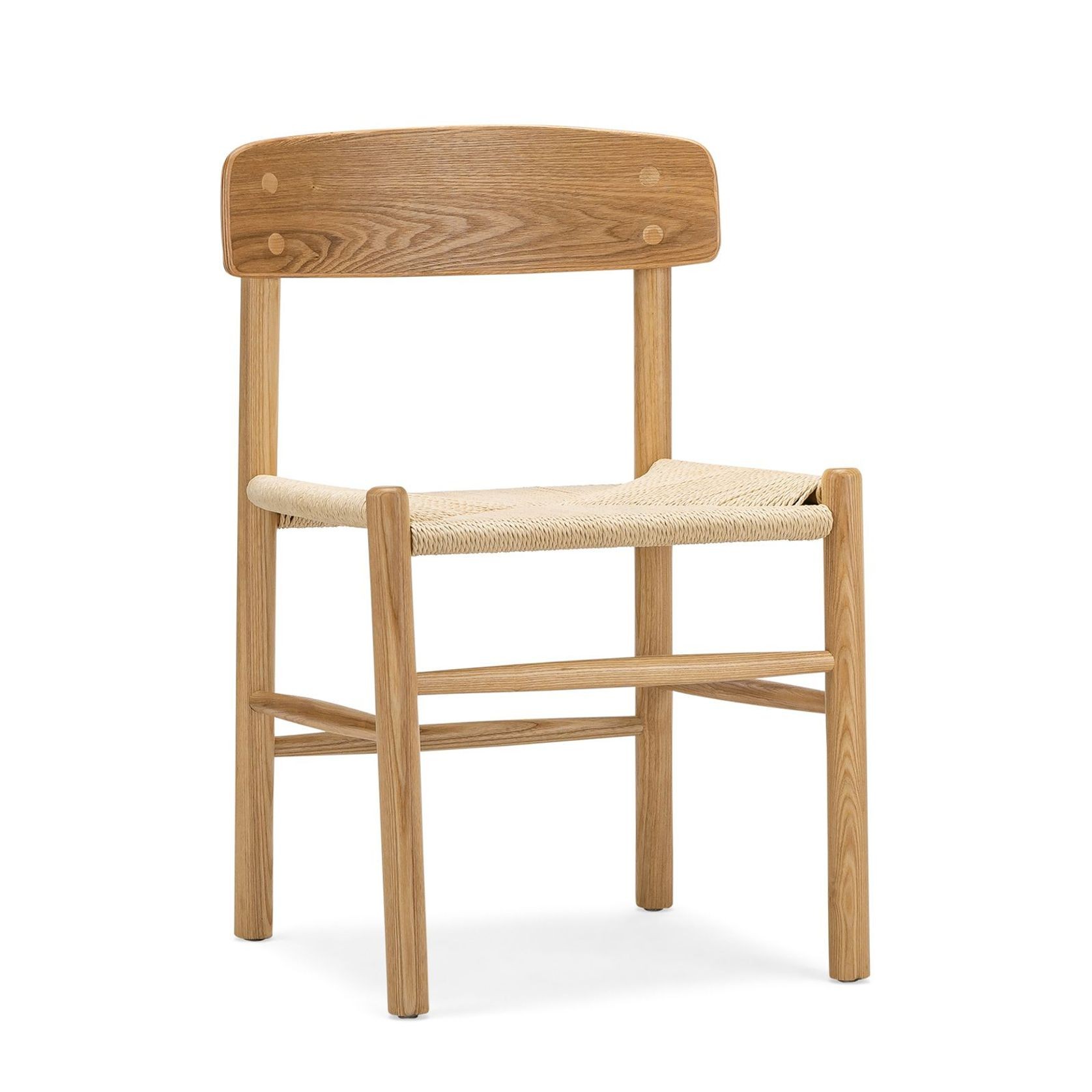 Isak Solid Ashwood Woven Cord Dining Chair | Set of 2 | Natural gallery detail image