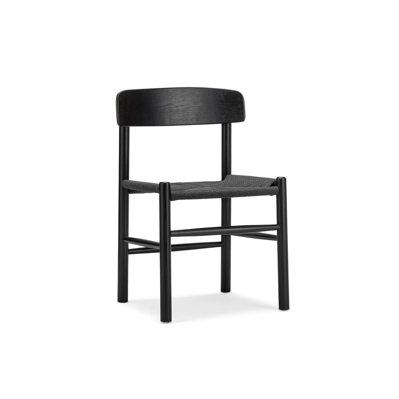 Isak Solid Ashwood Woven Cord Dining Chair | Set of 2 | Black gallery detail image