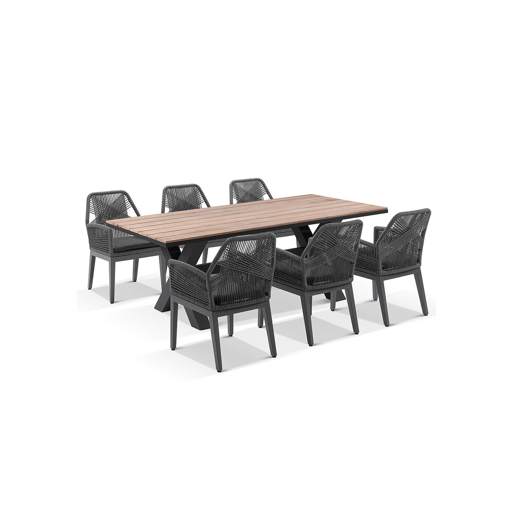 Kansas 2m Aluminium Dining Table with 8 Hugo Rope Chair gallery detail image