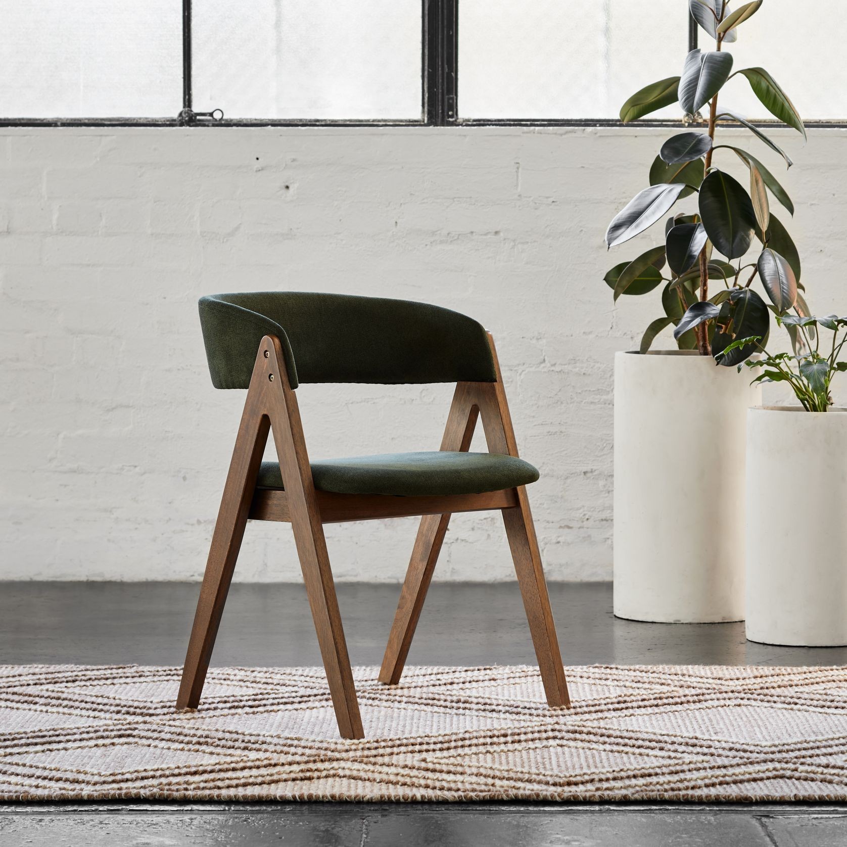Gaudi Hardwood Dining Chair | Green | Walnut gallery detail image