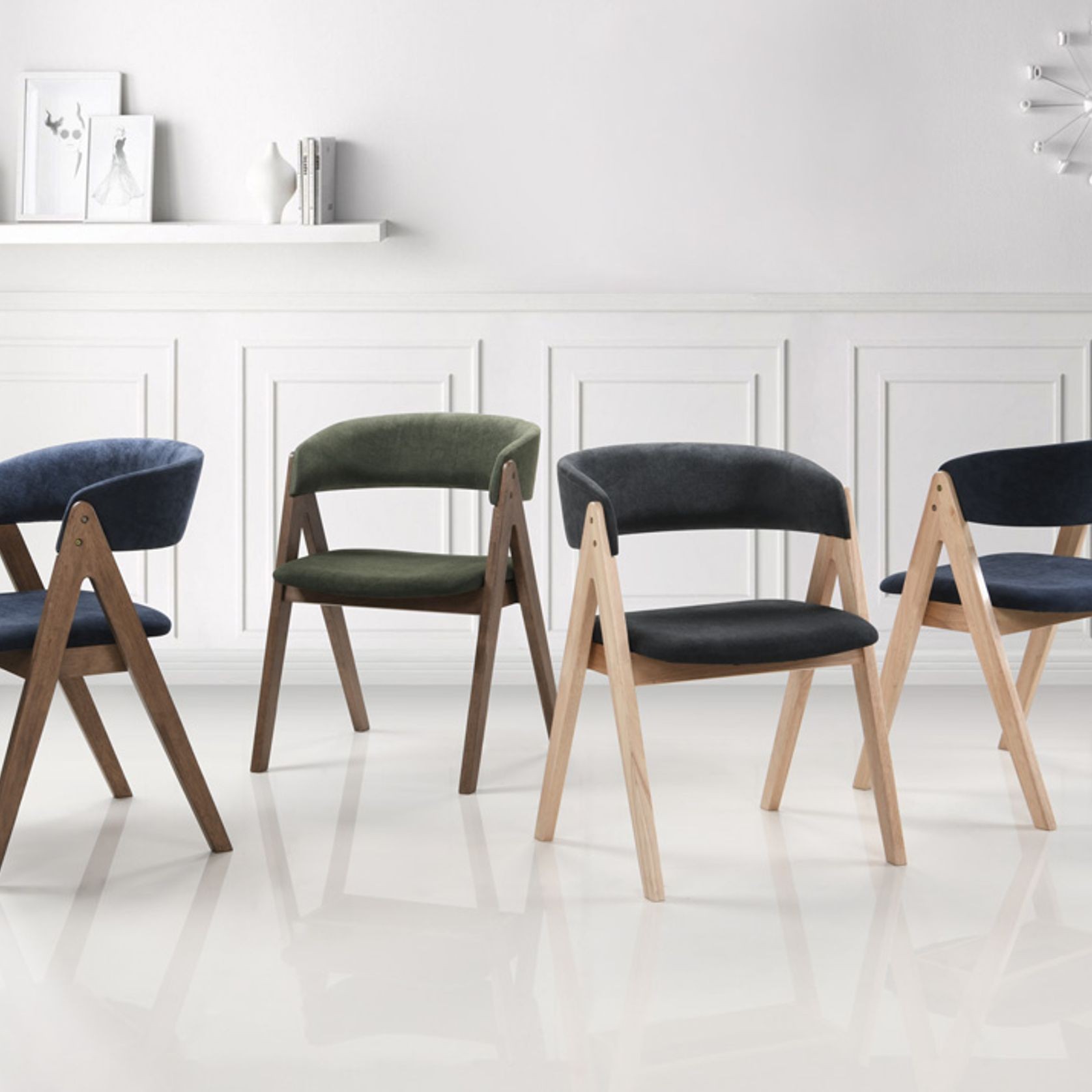 Gaudi Hardwood Dining Chair | Green | Walnut gallery detail image