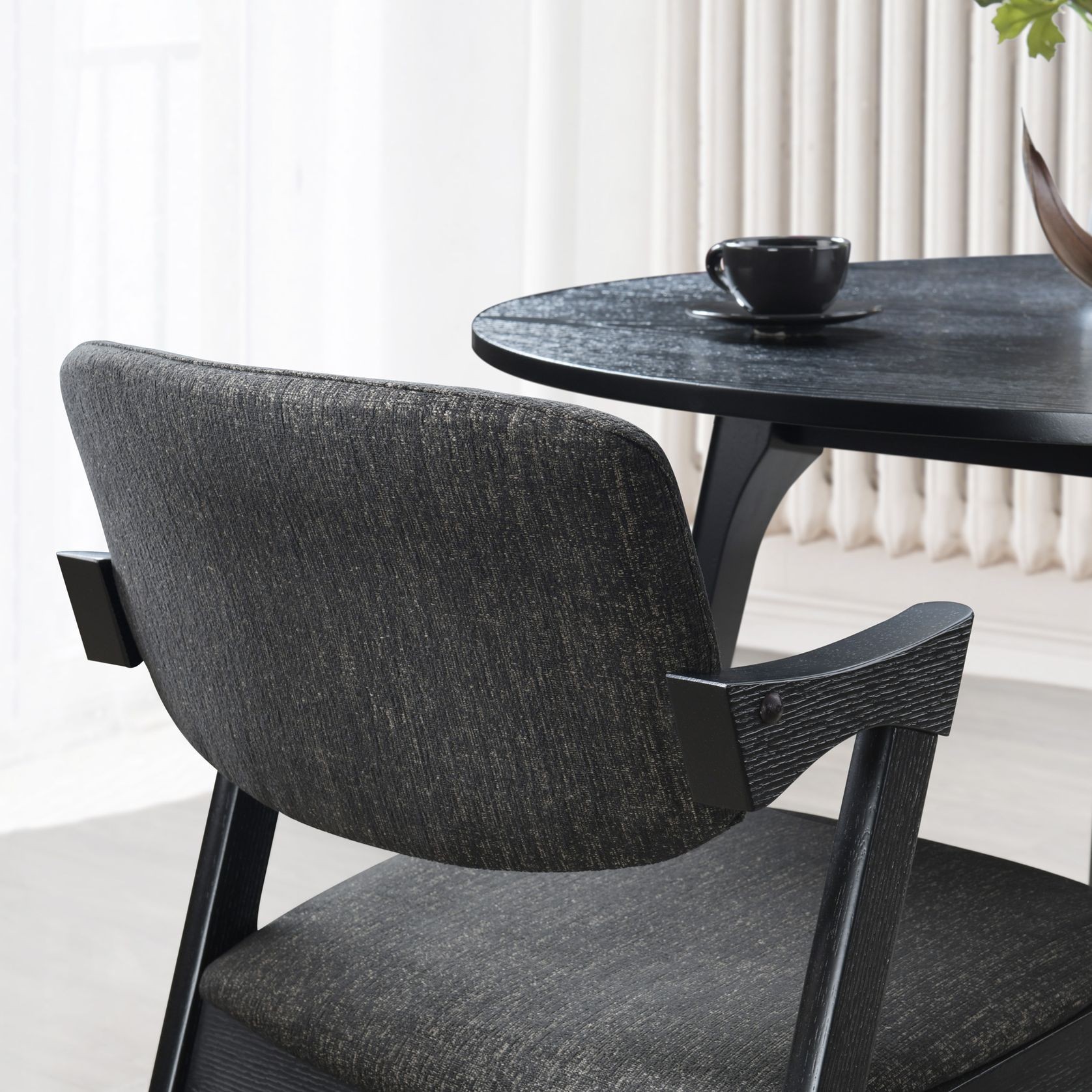 Bella Black Hardwood Dining Chair | Black Fabric gallery detail image
