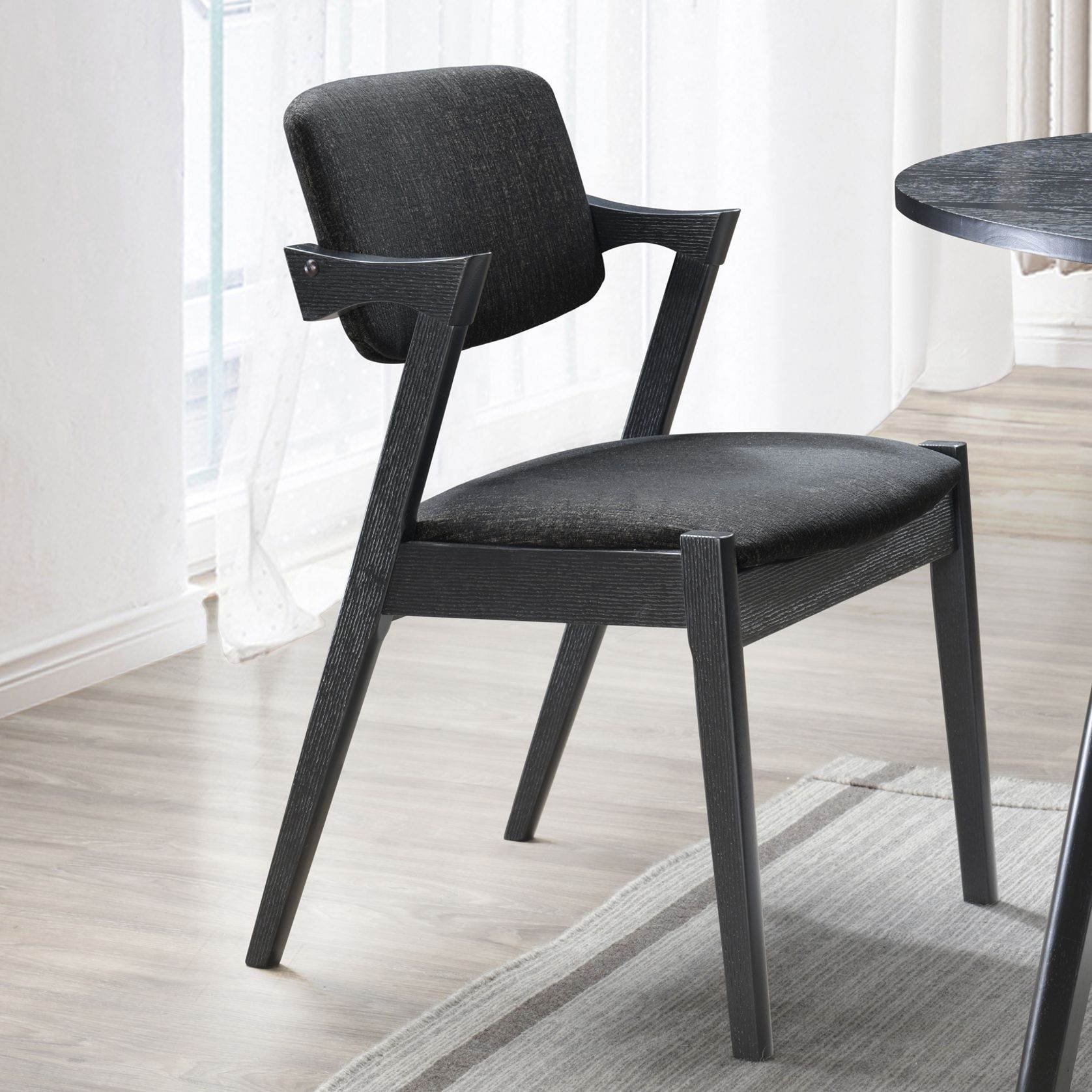 Bella Black Hardwood Dining Chair | Black Fabric gallery detail image