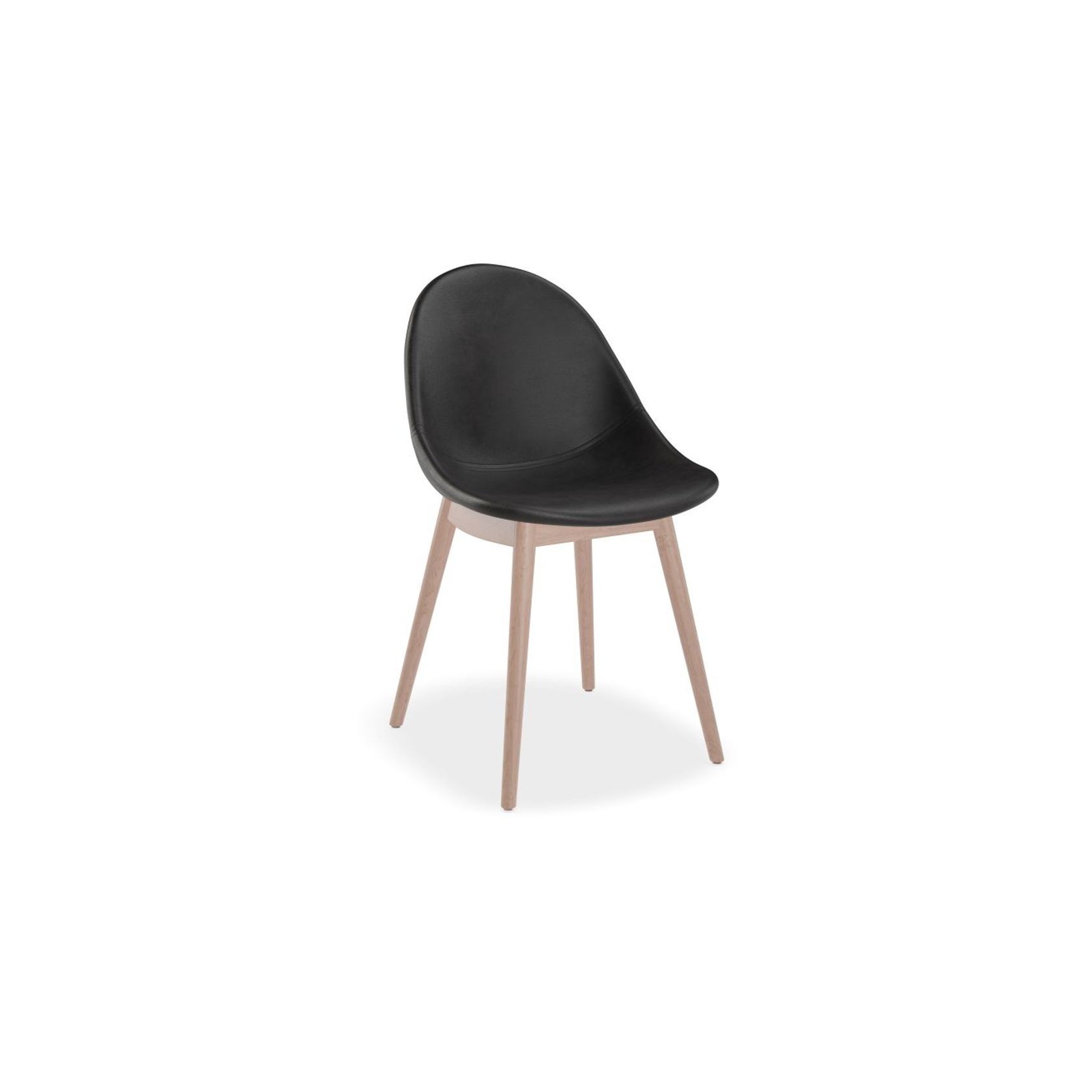 Pebble Chair Black Upholstered Vintage Seat - Pyramid Fixed Base with Castors - Black gallery detail image